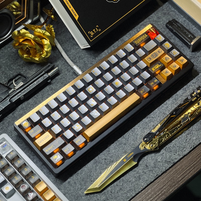 Pc Gaming Set - Golden Rose Theme Keycaps Set Customized