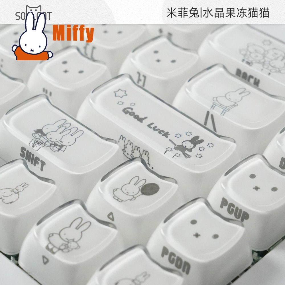 Pc Gaming Keyboard - Kawaii Miffy Keycaps Cute Rabbit Mechanical