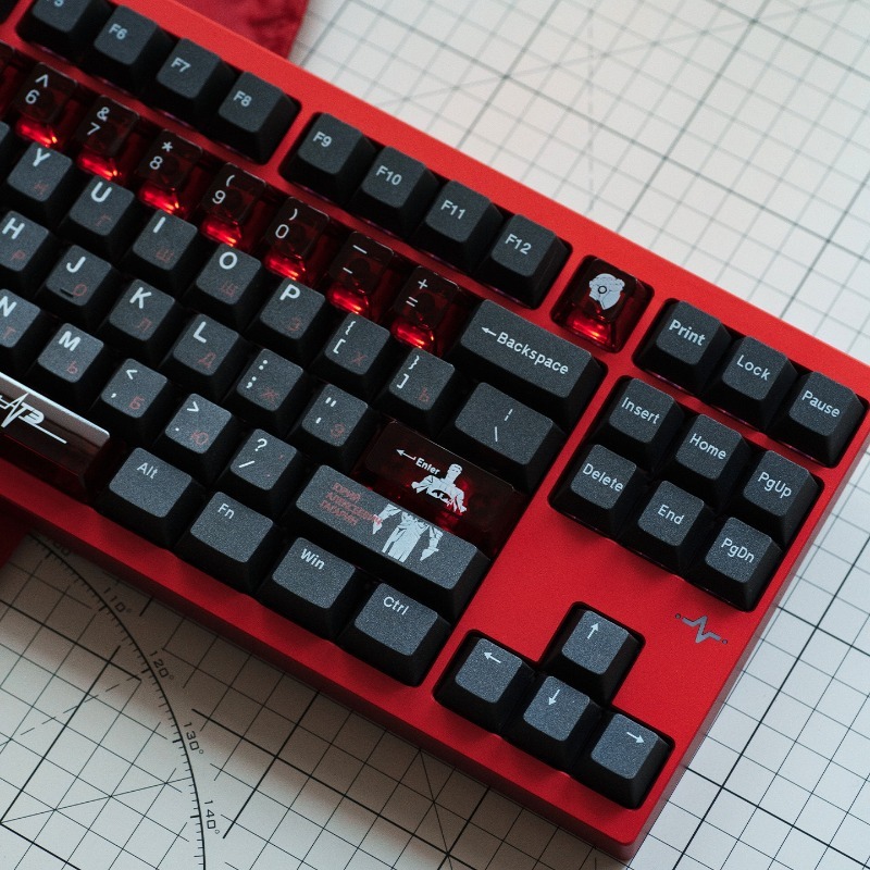 Pc Gaming Set - Soviet Black Theme Keycaps Set PBT