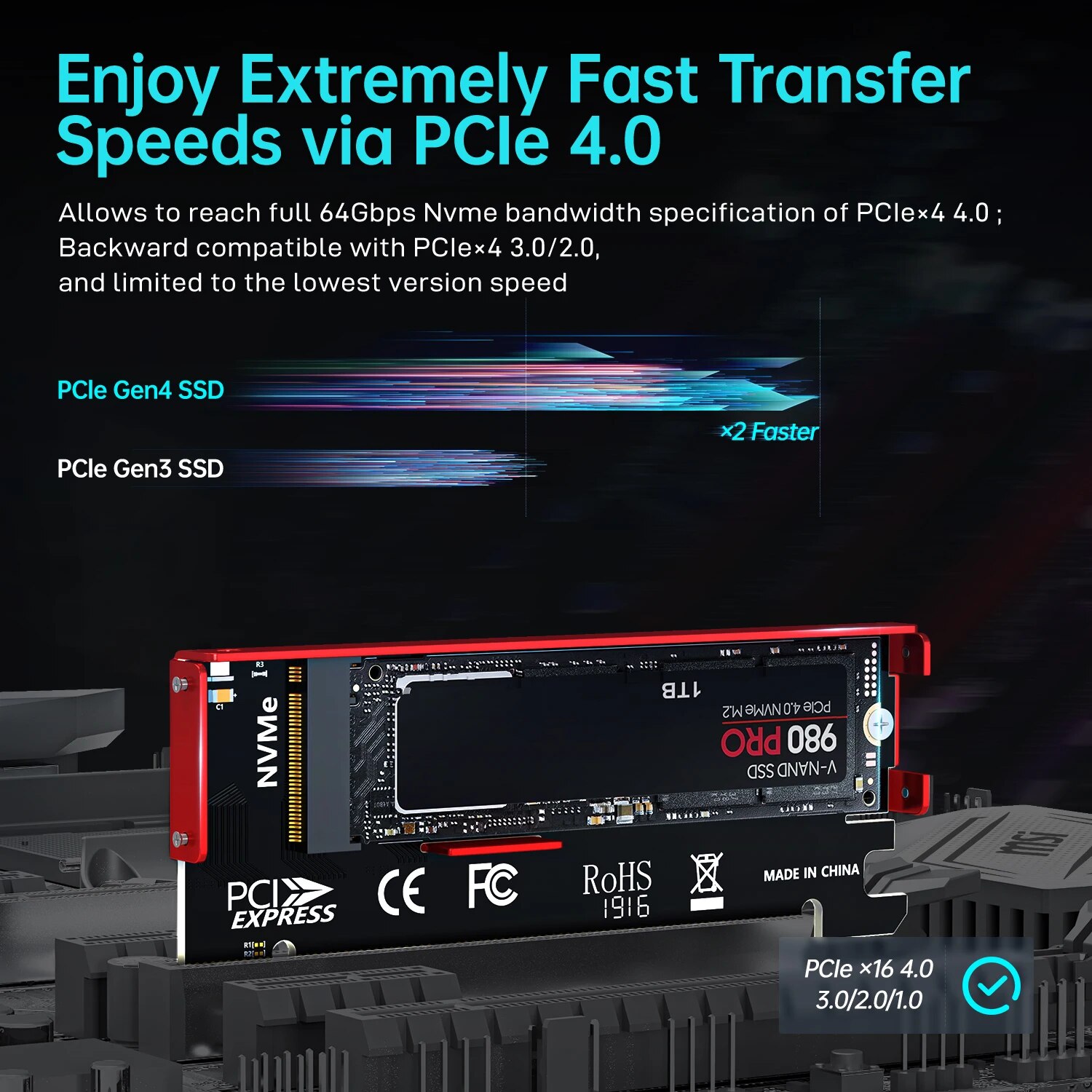 JEYI M.2 NVMe to PCIe 4.0 X16  - đánh giá và giá Samsung Ssd 990 Pro